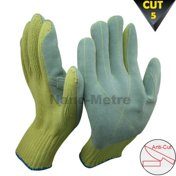 NMSAFETY 2014 gants résistants aux coupures fibres aramide cuir paume cousu